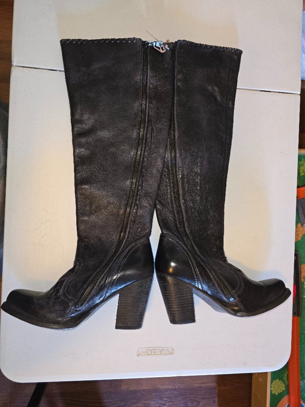 Bed|Stu tall knee-high black leather boots